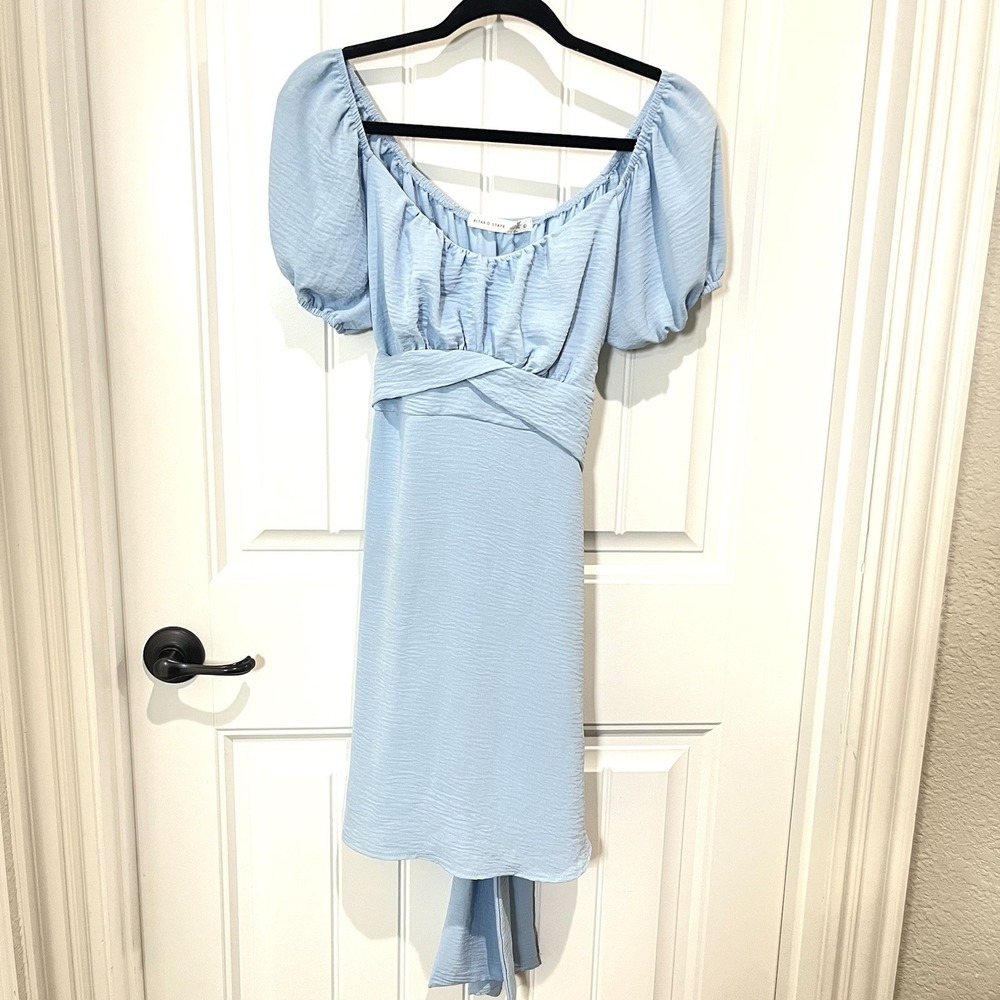 Altered State Large Women's Mini Dress Blue Cottage‎ Norm Beach Babydoll NWOT